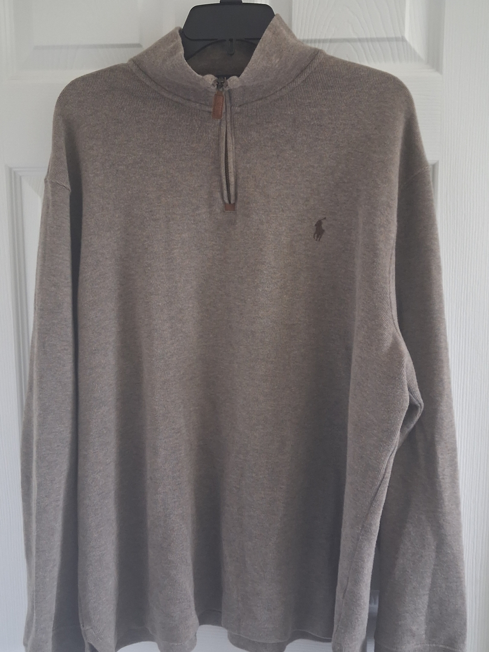 Polo Ralph Lauren Sweater Mens XL Brown Beige 1/4 Quarter Zip Pullover